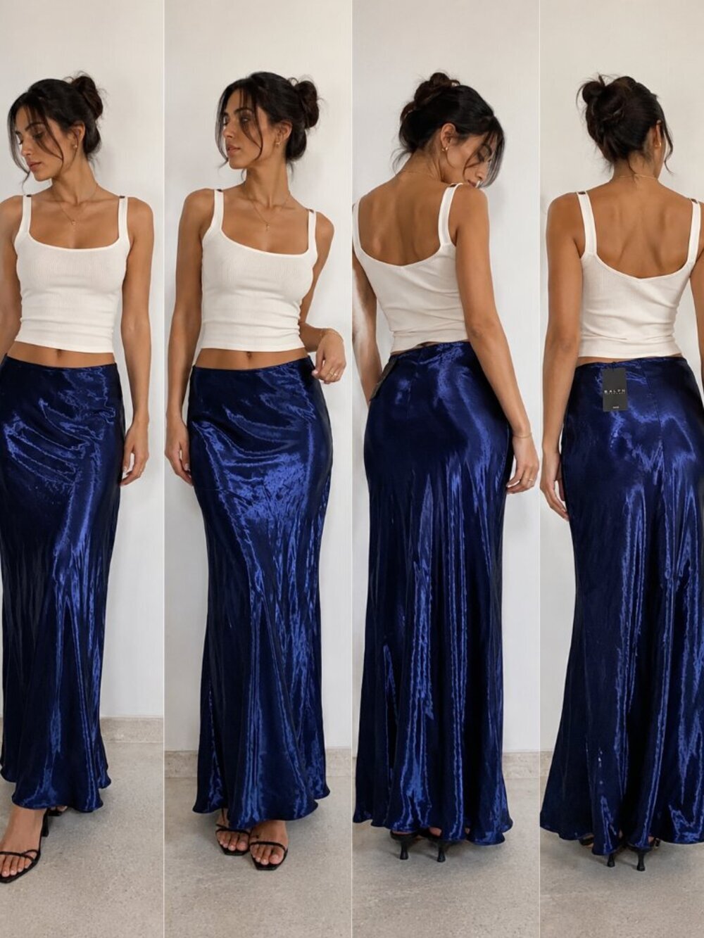 Ralph Lauren Women's Midnight Blue Satin Skirt Vintage Size 2 - New with Tags!